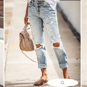 Vici distressed girlfriend splatter jeans